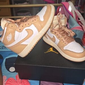 Tan and White High-Top Sneakers